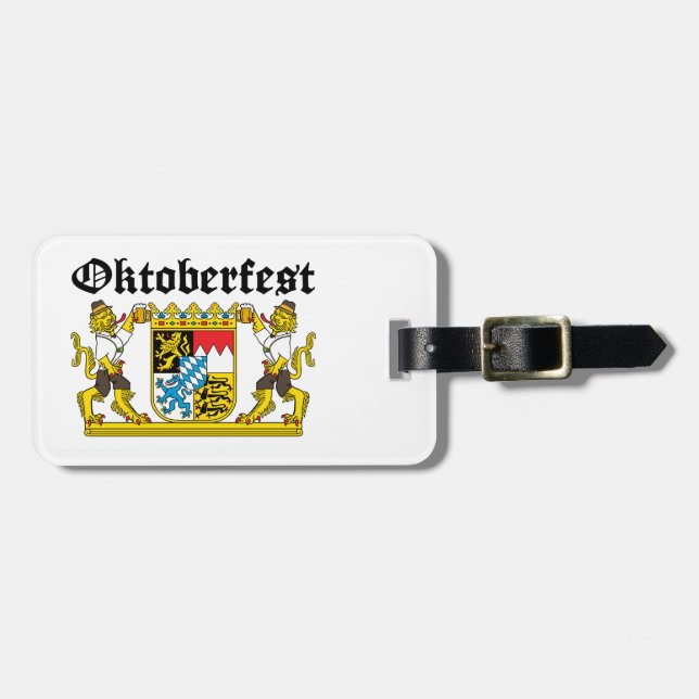Oktoberfest - Leones con cerveza Luggage Tag (Front Horizontal)