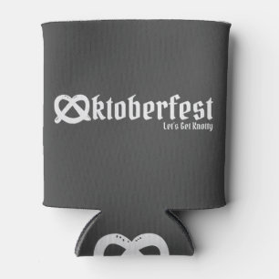 Oktoberfest Let's Get Knotty Typography Funny Pun Can Cooler