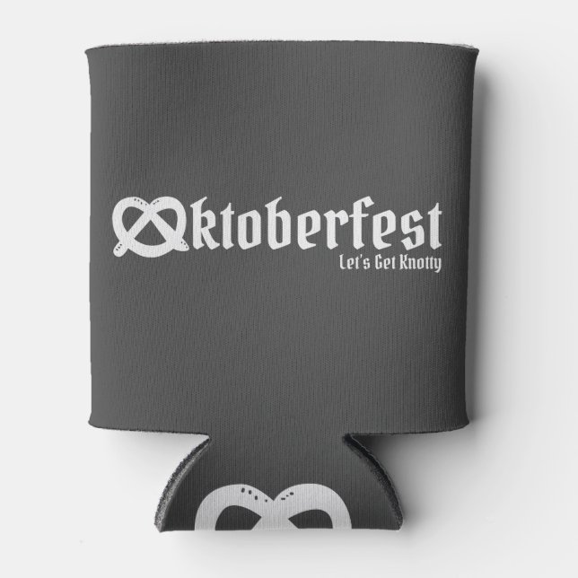 Oktoberfest Let's Get Knotty Typography Funny Pun Can Cooler (Front)