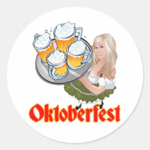 Oktoberfest Mädchen Classic Round Sticker