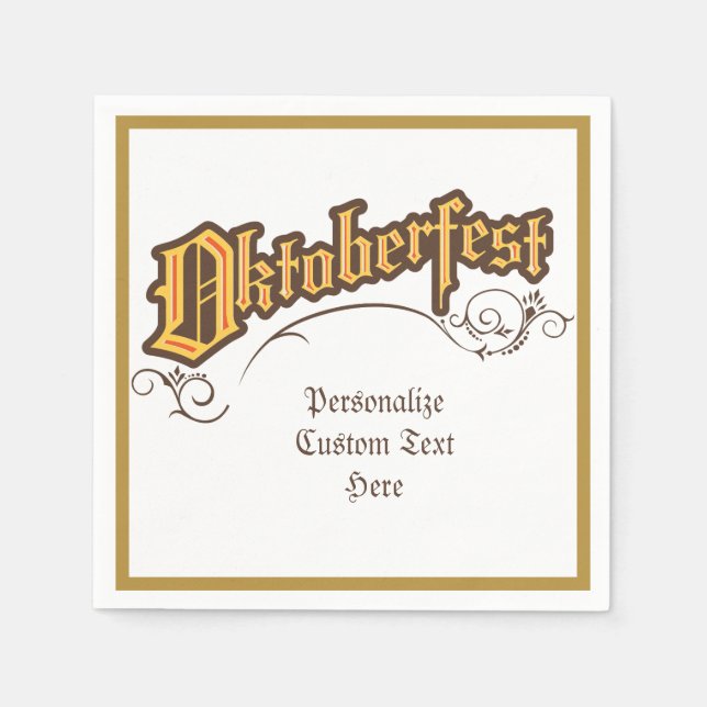 Oktoberfest October Beer Celebration Personalise Napkin (Front)