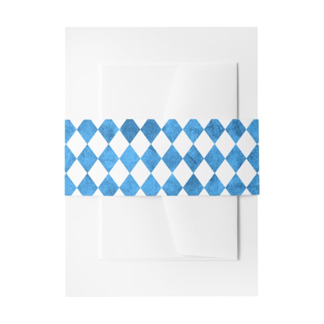 Oktoberfest Party Bavarian Flag Blue Watercolor Invitation Belly Band (Front Example)