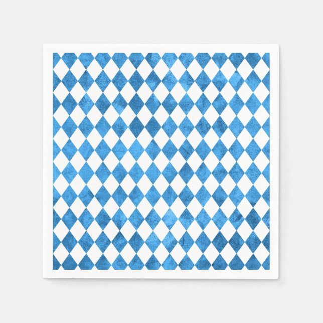 Oktoberfest Party Bavarian Flag Blue Watercolor Napkin (Front)