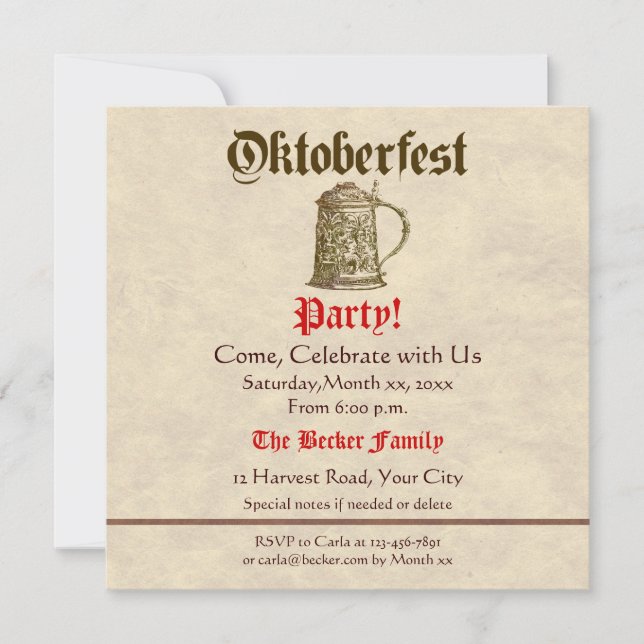 Oktoberfest Party Invitation (Front)