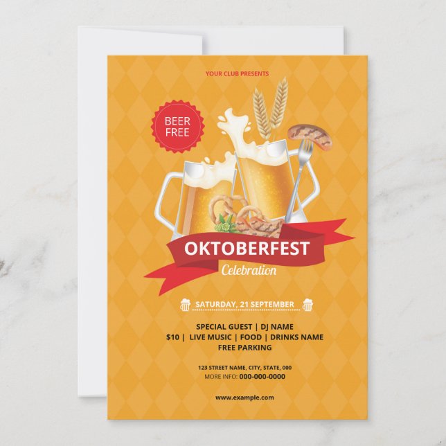 Oktoberfest Party Invitation Flyer Template (Front)