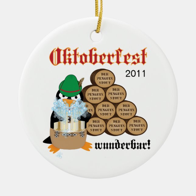 Oktoberfest Penguin Ornament (Front)