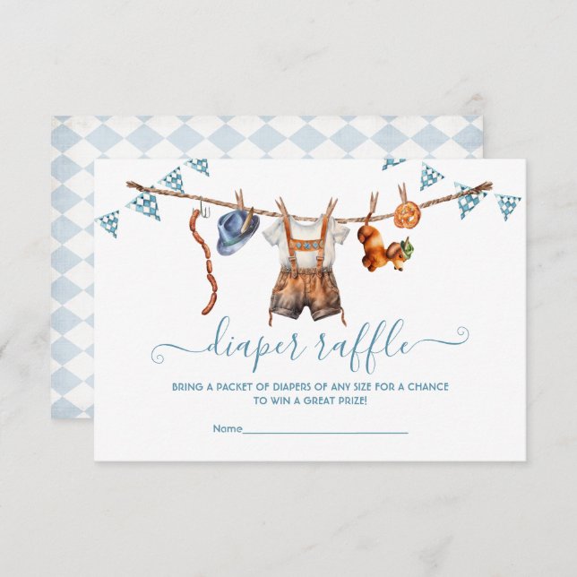 Oktoberfest Pretzel lederhosen diaper raffle Invitation (Front/Back)
