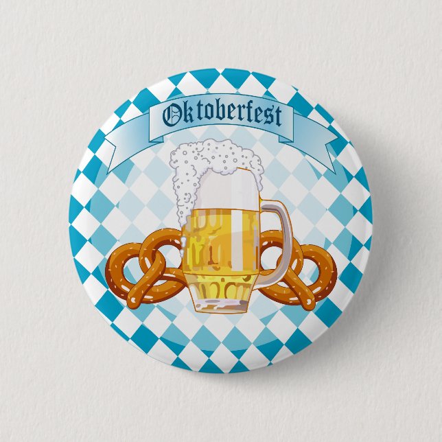Oktoberfest Pretzels & Beer 6 Cm Round Badge (Front)