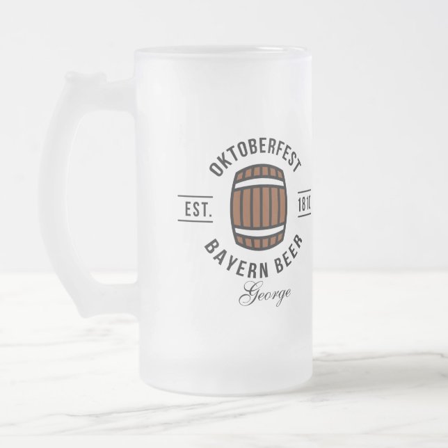 Oktoberfest Since 1810 Frosted Glass Beer Mug (Left)