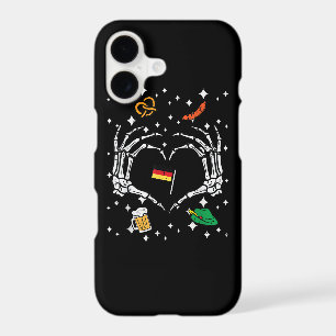 Oktoberfest Skeleton Hand Heart Flag German