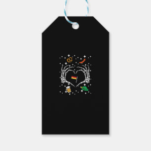 Oktoberfest Skeleton Hand Heart Flag German Gift Tags