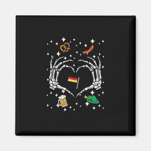 Oktoberfest Skeleton Hand Heart Flag German Magnet