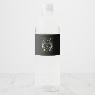Oktoberfest Skeleton Hand Heart Flag German  Water Bottle Label