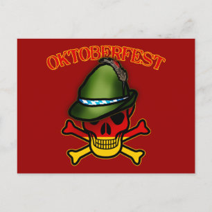 Oktoberfest Skull and Crossbones Design Postcard
