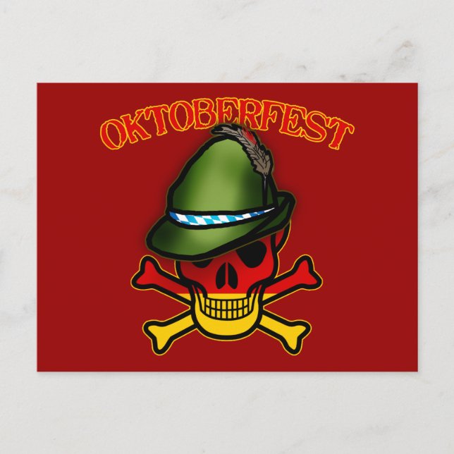 Oktoberfest Skull and Crossbones Design Postcard (Front)