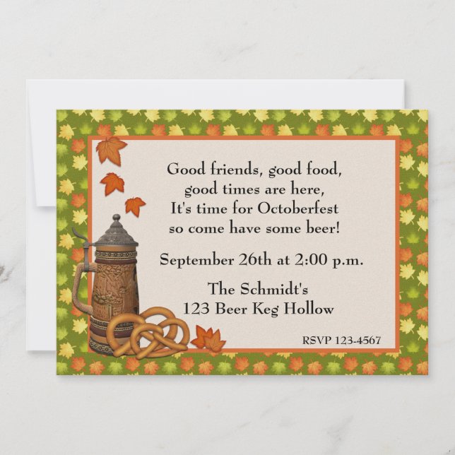 Oktoberfest Stein Pretzels Invitation (Front)