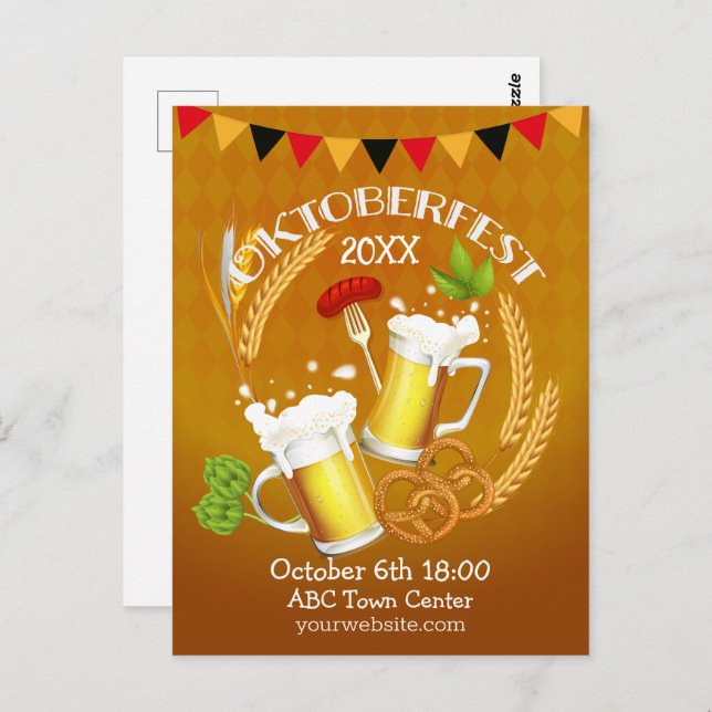 Oktoberfest Toasting Beer Postcard (Front/Back)