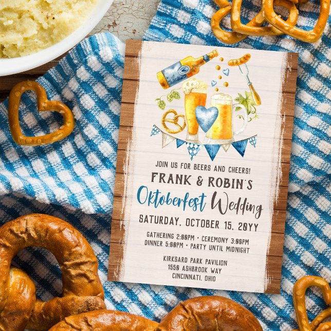 Oktoberfest Wedding Rustic Bavarian Beer Party Invitation (Creator Uploaded)