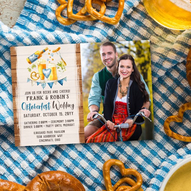 Oktoberfest Wedding Rustic Bavarian Party Photo Invitation (Creator Uploaded)