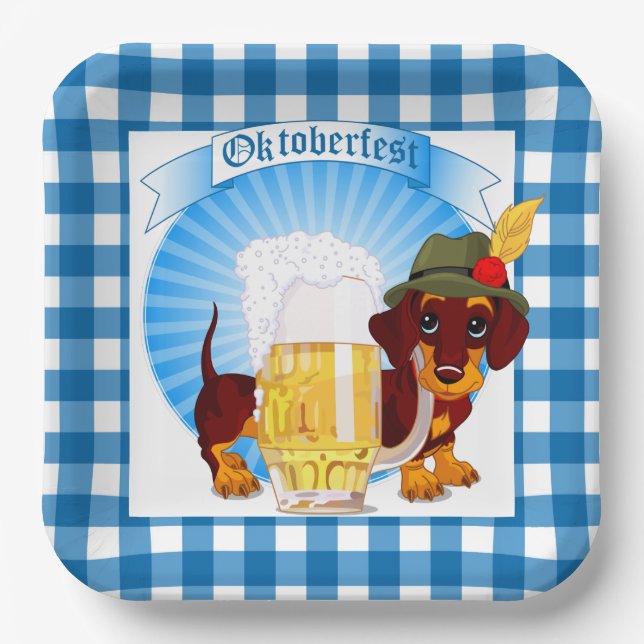 Oktoberfest Weiner Dog  Paper Plate (Front)