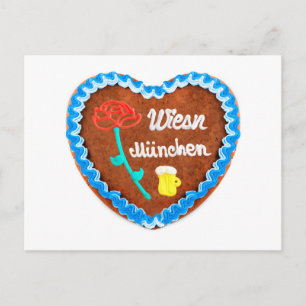 Oktoberfest Wiesn München mit Rose und Bierglas Postcard
