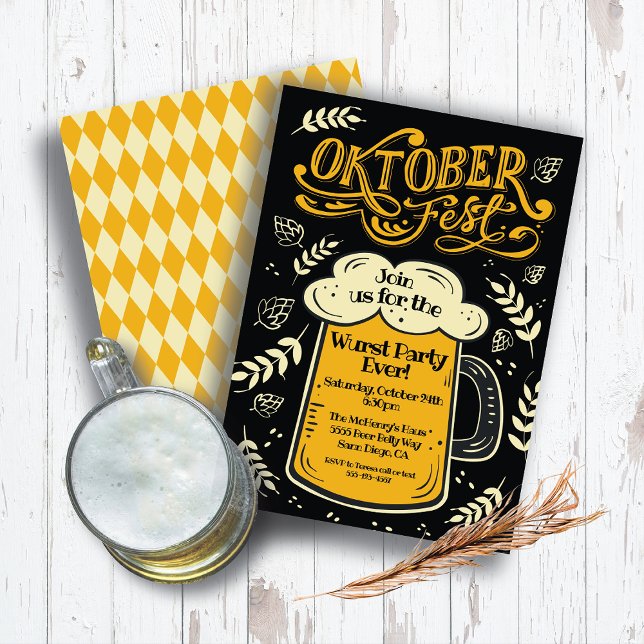 Oktoberfest Wurst Party Beer Mug Invitation (Creator Uploaded)