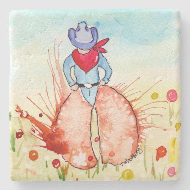 Ol' Cowhand Stone Coaster (Front)