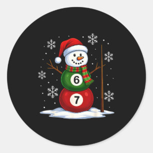 Ol Game Snowman Billiards Player Funny Christmas Classic Round Sticker