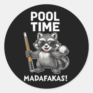 ol Time Madafakas Funny Racoon Billiards Player Classic Round Sticker