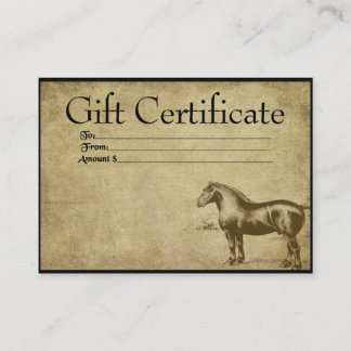 Ol' Work Horse- Prim Gift Certificate Cards