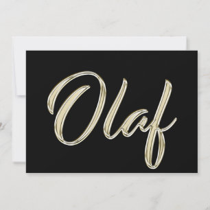 Olaf Name white gold Handwriting Card