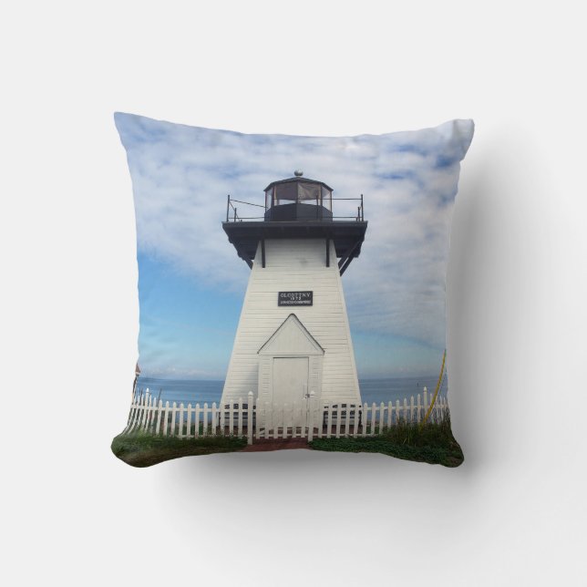 Olcott Lighthouse square pillow (Front)