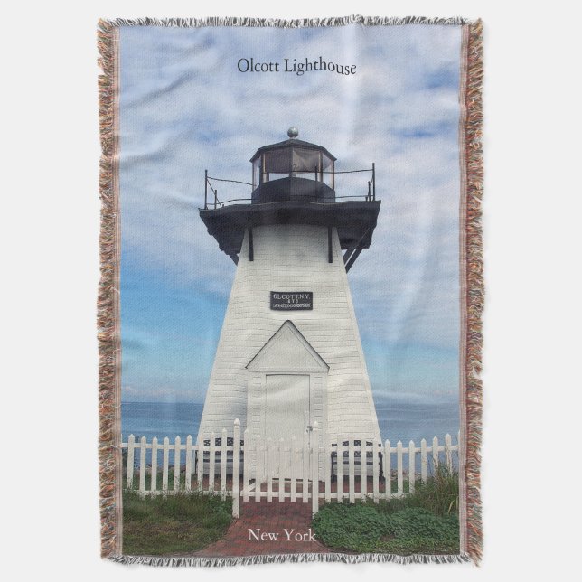 Olcott Lighthouse Throw Blanket (Front Vertical)