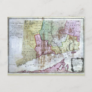 Old 1766 Connecticut Map Postcard