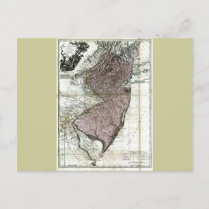 Old 1777 New Jersey Map Postcard
