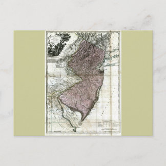 Old 1777 New Jersey Map Postcard