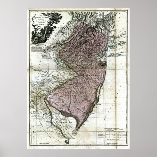 Old 1777 New Jersey Map Poster (Front)