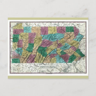 Old 1829 Pennsylvania Map Postcard