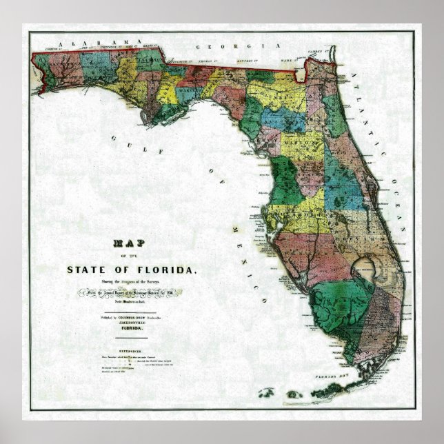 Old 1856 Florida Map Poster (Front)