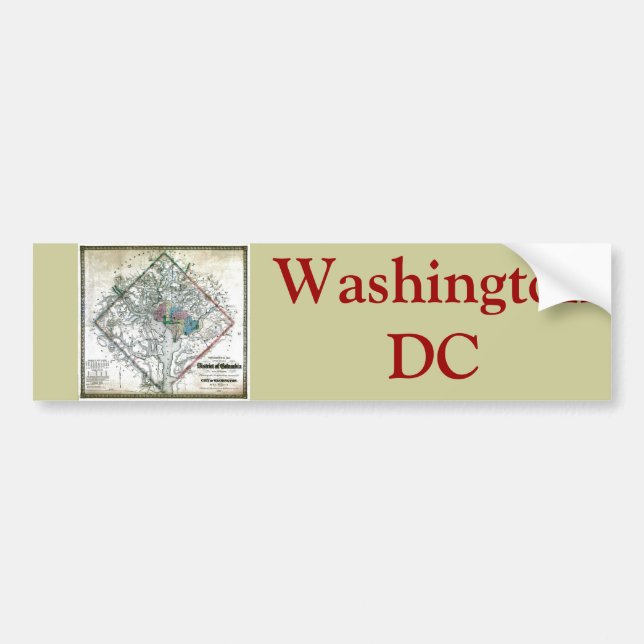 Old 1862 Washington District of Columbia Map Bumper Sticker (Front)