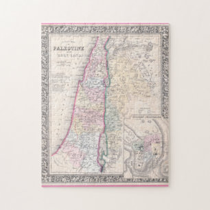 Old 1864 Historic State of Palestine Map Jigsaw Puzzle