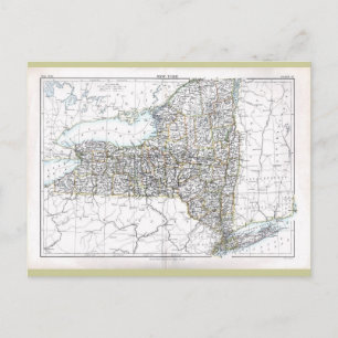 Old 1884 New York Map Postcard