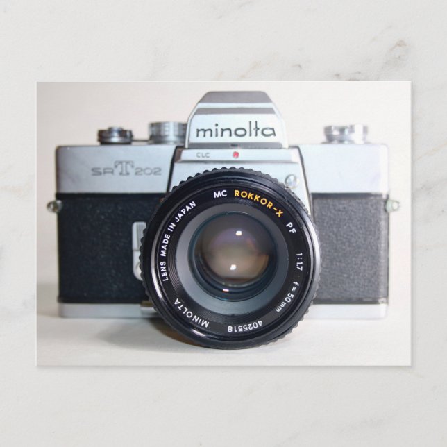 Old 35 mm Minolta Camera Postcard (Front)