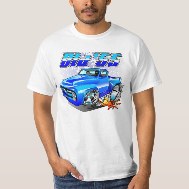 Old '55 Custom Pickup Truck Cartoon T-Shirt (Front)