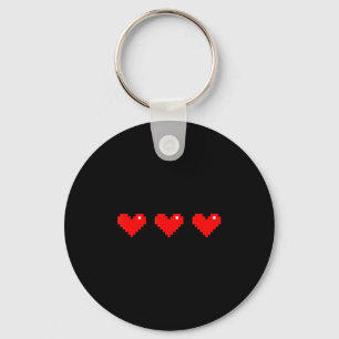 Old 8 Bit Heart Arcade Retro Xel Gamer Valentine's Key Ring