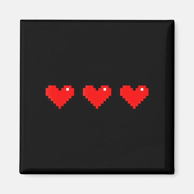 Old 8 Bit Heart Arcade Retro Xel Gamer Valentine's Magnet (Front)