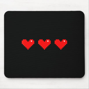 Old 8 Bit Heart Arcade Retro Xel Gamer Valentine's Mouse Pad