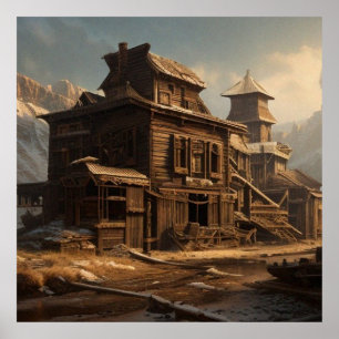 Old Abandoned 19th century saloon beautiful Poster