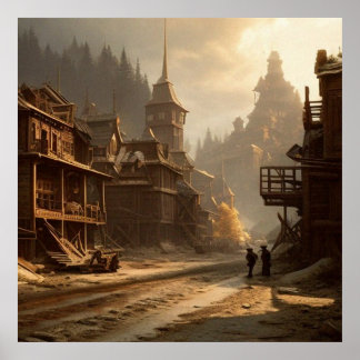 Old Abandoned 19th century town Main Street 2 Poster