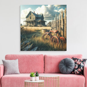 Old Abandoned Red Tricycle Canvas Print